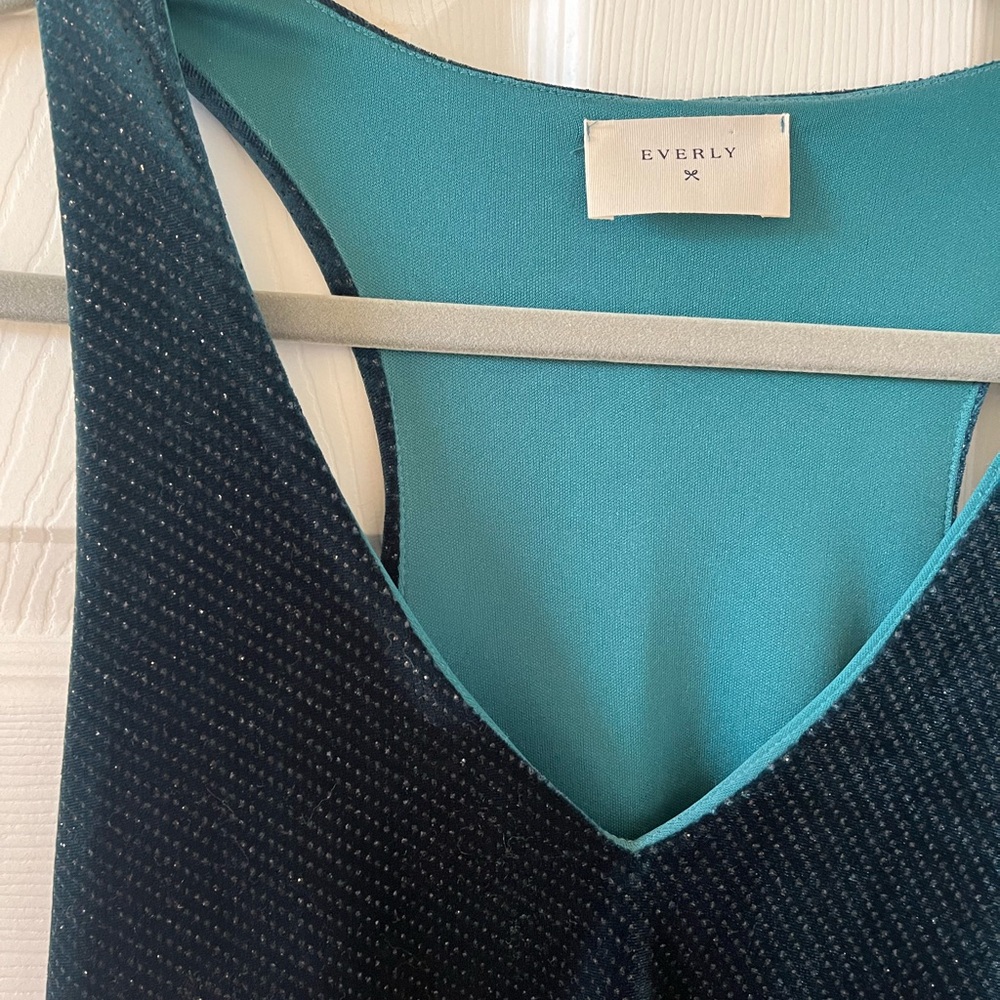 Everly Teal Velvet Shimmer Dress